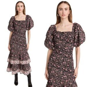Cleobella Adelyn ankle dress in fan print maxi size medium anthropologie